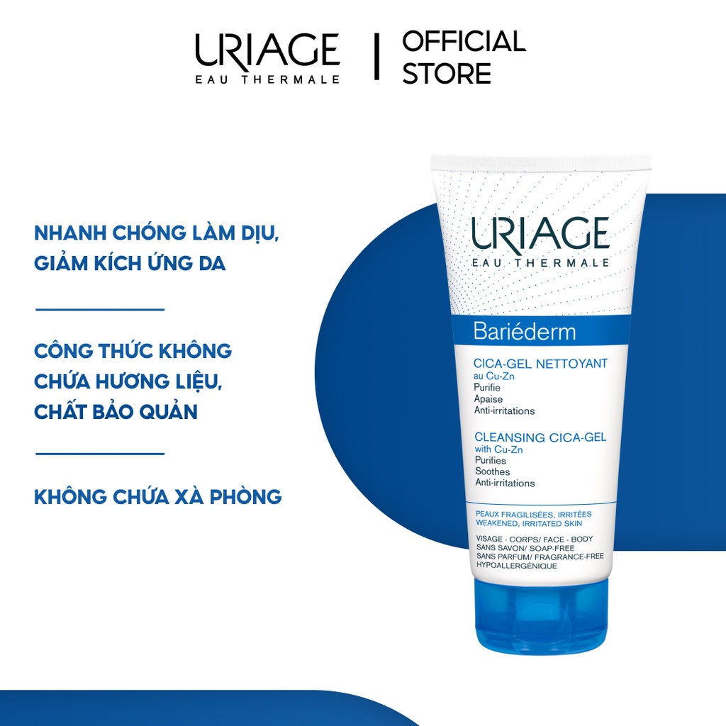 Gel làm sạch cho da nhạy cảm URIAGE BARIEDERM CICA GEL NETTOYANT 200ml