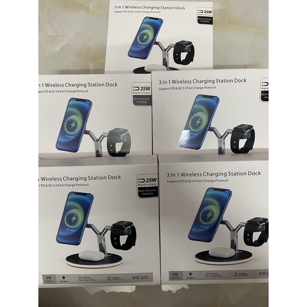 Đế Sạc Không Dây 3 In 1 Dành Cho Điện Thoại| Đồng Hồ| Tai Nghe