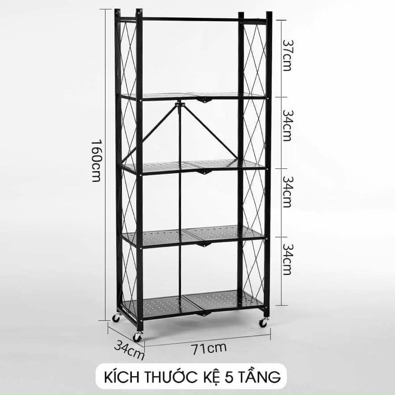 Kệ đa năng gấp gọn  có bánh xe 3 tầng, 4 tầng, 5 tầng để cây cảnh, lò vi sóng, lò nướng, sách