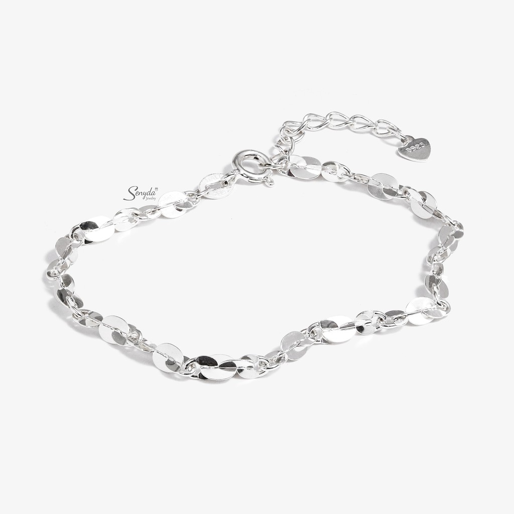 Trang sức Lắc tay BẠC 925 SENYDA kiểu oval trơn xen kẻ nhỏ LT259