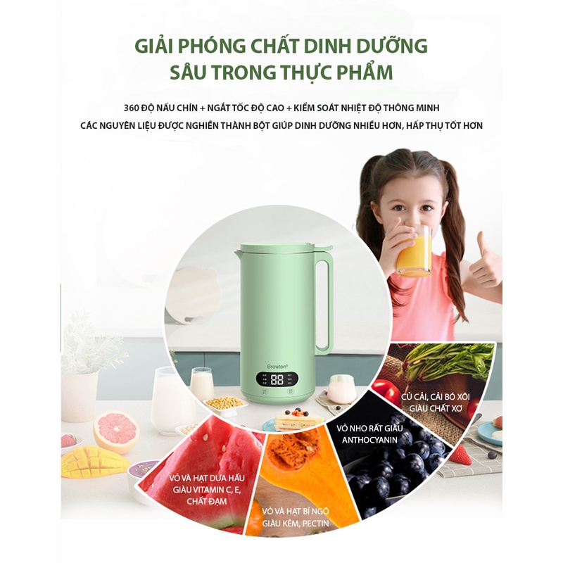 Máy làm sữa hạt Finose, đun, nấu sữa đậu nành đa năng, hẹn giờ 12 tiếng, màn hình hiển thị thông minh, không gây ồn, nhỏ