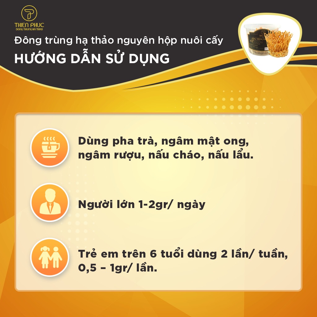 Đông trùng hạ thảo Thiên Phúc 3 hộp cây tươi 120gr