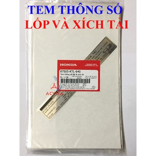 Combo 2 tem thông số lốp và xích tải xe WAVE RS; WAVE S; WAVE ALPHA; WAVE RSX; WAVE RSREPSOL ( 87505 - KTL - 640 )