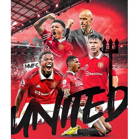 Bộ 30 STICKER hình dán Manchester United mùa giải 2022/2023 hình dán bóng đá, hình dán laptop