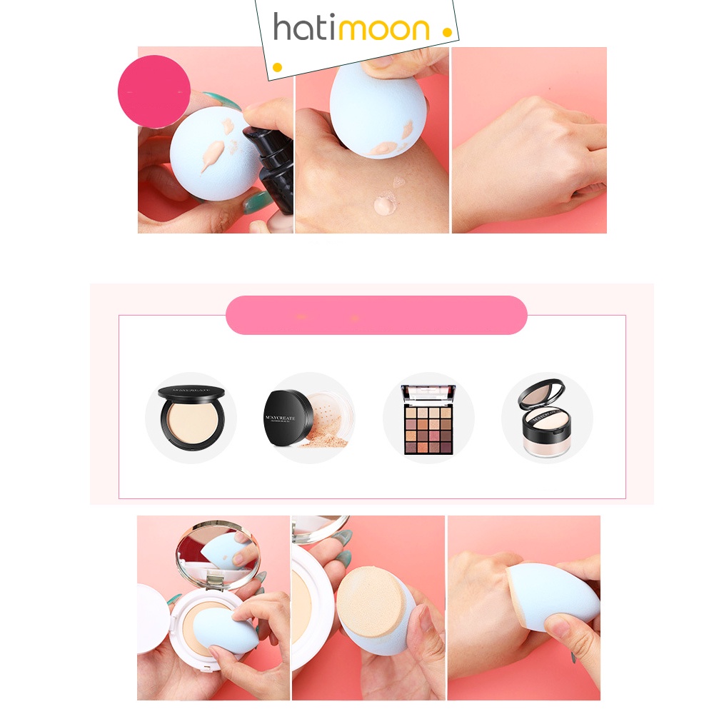 Mút trang điểm, mút tán kem nền hộp 4 mút trang điểm hình giọt nước H0025