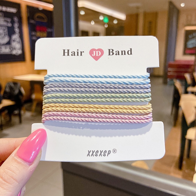 Set 10 Dây Buộc Tóc Cao Su Màu Cà Phê Sữa Phong Cách Hàn Quốc Mới Cho Nữ