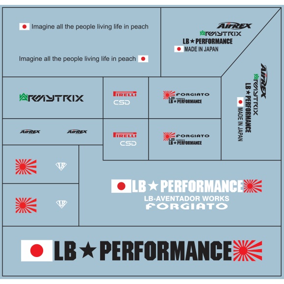 Decal nước Liberty Walk - LB Performance cho xe mô hình 1:64