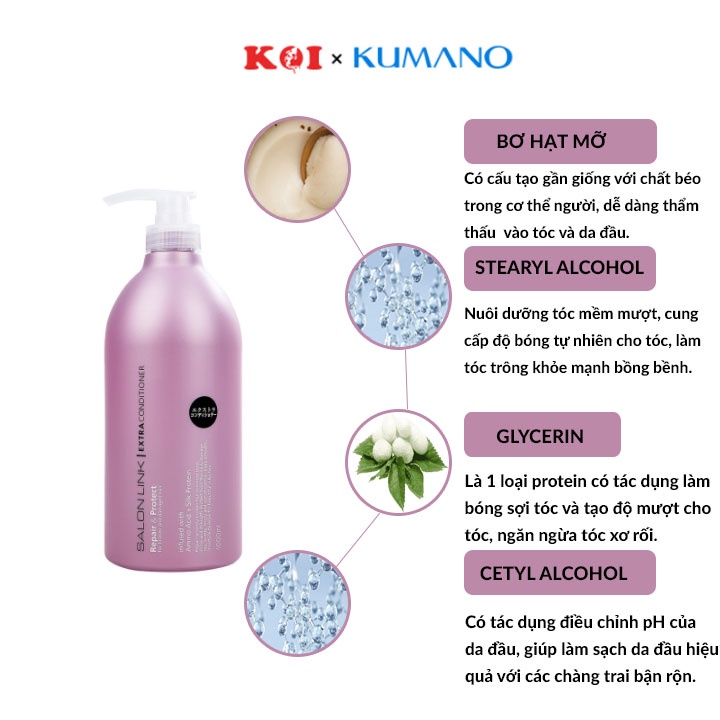 Dầu xả Kumano Salon Link Extra bổ sung dưỡng chất giúp nuôi dưỡng và phục hồi tóc hư tổn 1000ml