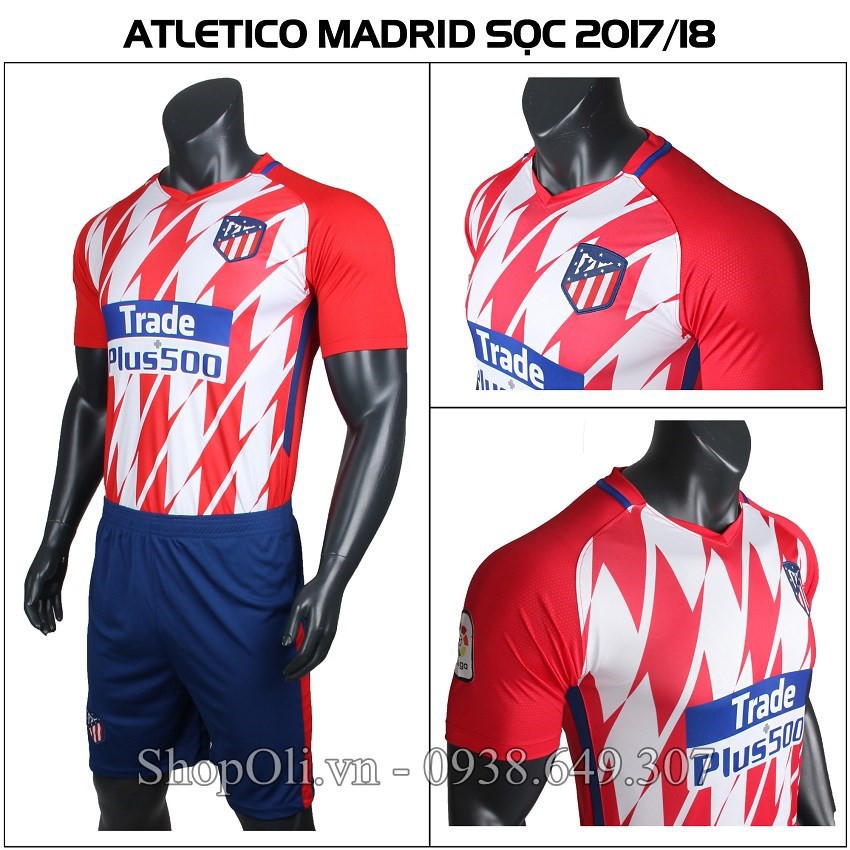 Quần áo bóng đá clb Atletico Madrid đỏ sọc trắng sân nhà 2017-2018