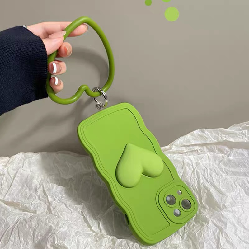Ốp Điện Thoại Mềm Màu Xanh Matcha Có Vòng Đeo Tay Cho Iphone 12 pro max 11 pro max xs max xr x 13proamx plus