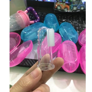 Rơ lưỡi xỏ ngón silicon vệ sinh răng miệng cho bé yêu