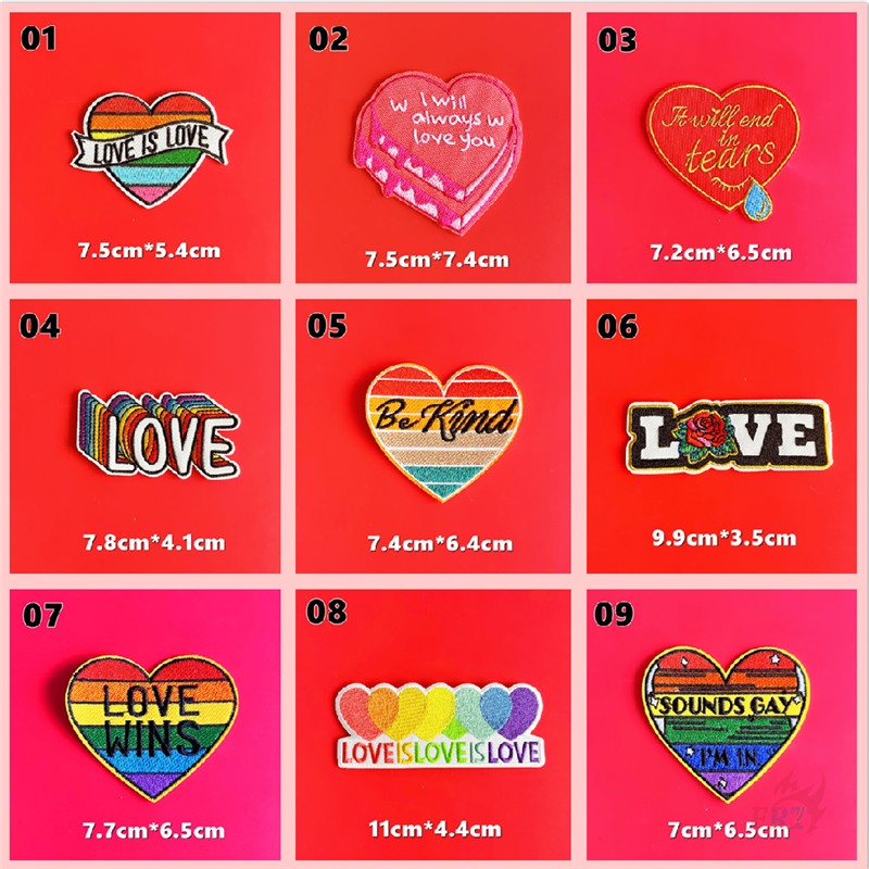 ☸ Tình Yêu Là Tình Yêu - Miếng Dán Vá Sắt ☸ 1 Miếng Dán Patch Ủi Hình Trái Tim Nhiều Màu Sắc