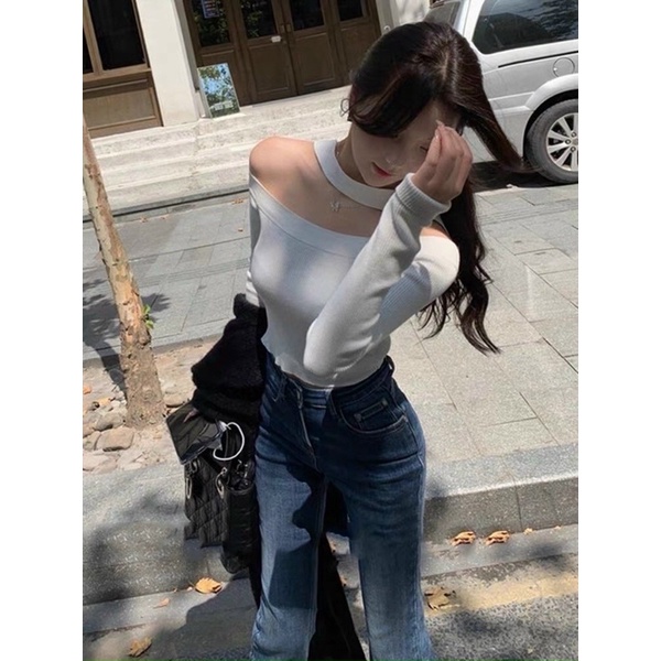 Áo dệt kim trễ vai tay dài bigsize 55-75kg