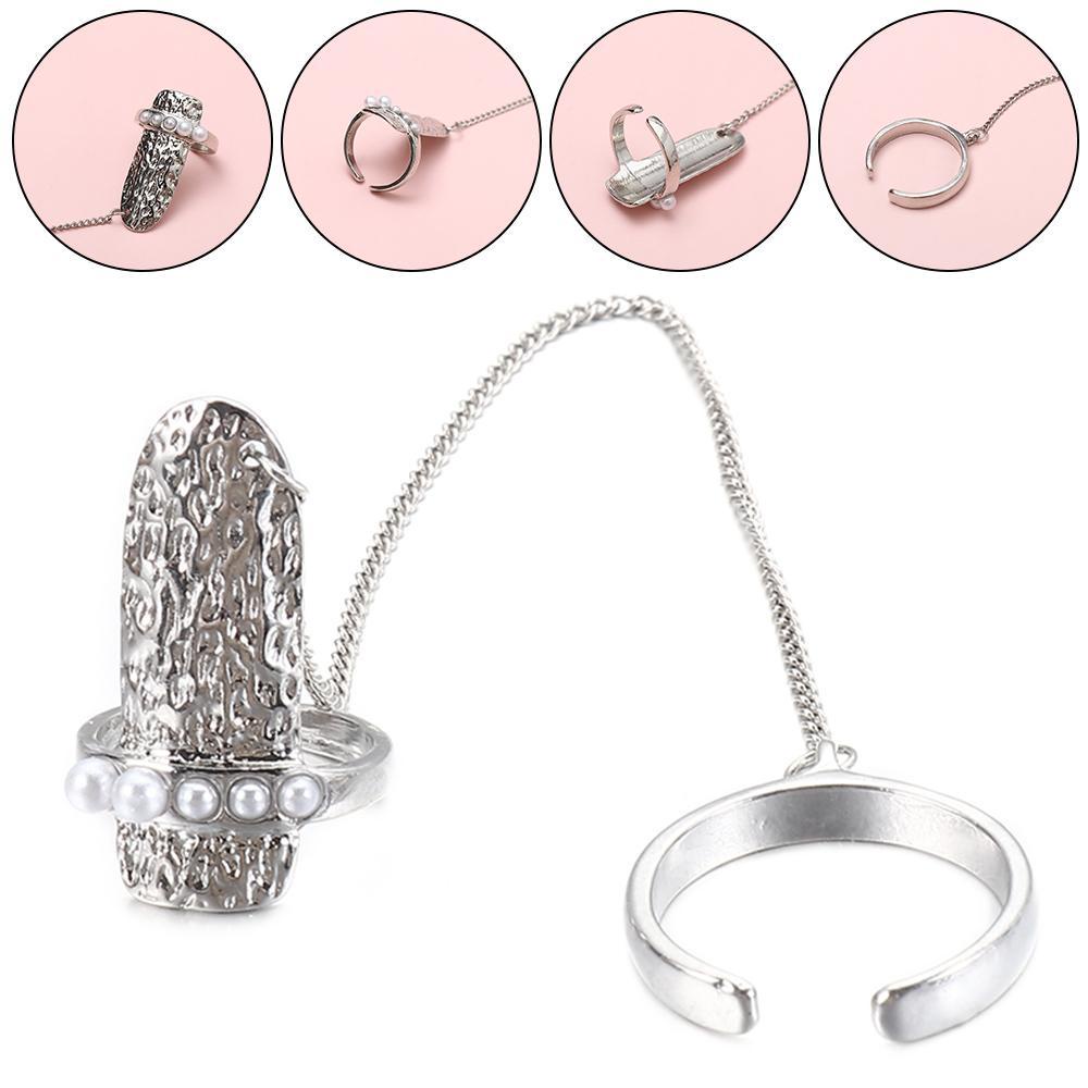 SUMU Nhẫn Móng Tay Bạc Thời Trang