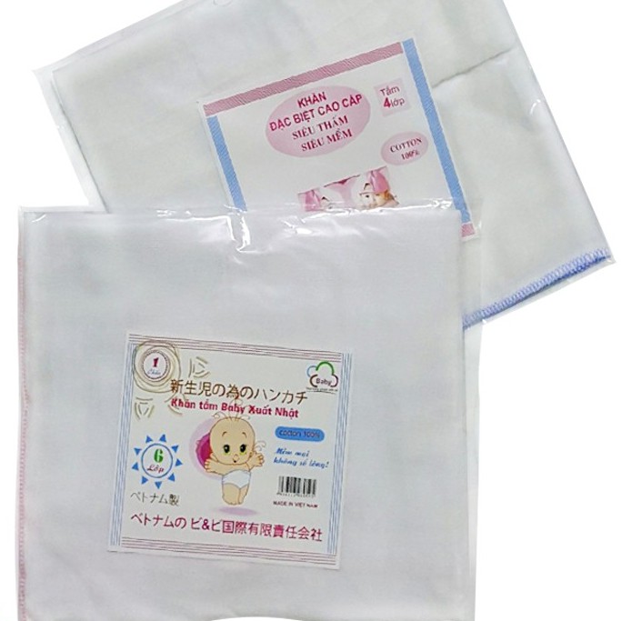 Khăn xô tắm xuất Nhật 4, 6 lớp chất liệu vải xô cao cấp siêu mềm cho bé