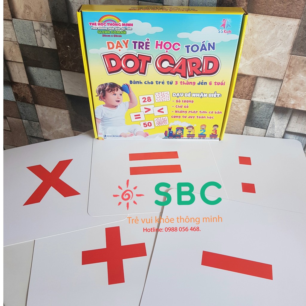 Bộ thẻ chấm 55 thẻ Dotcard 28x28cm to dày đẹp Giúp con học Toán Flashcard Glenn Doman