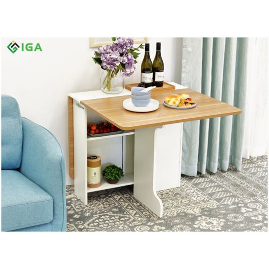 [ RẺ VÔ ĐỊCH] Bàn ăn thông minh gấp gọn có BÁNH XE màu Trắng- Vân Gỗ phòng bếp/phòng khách hiện đại- BATM5.31 | BigBuy360 - bigbuy360.vn