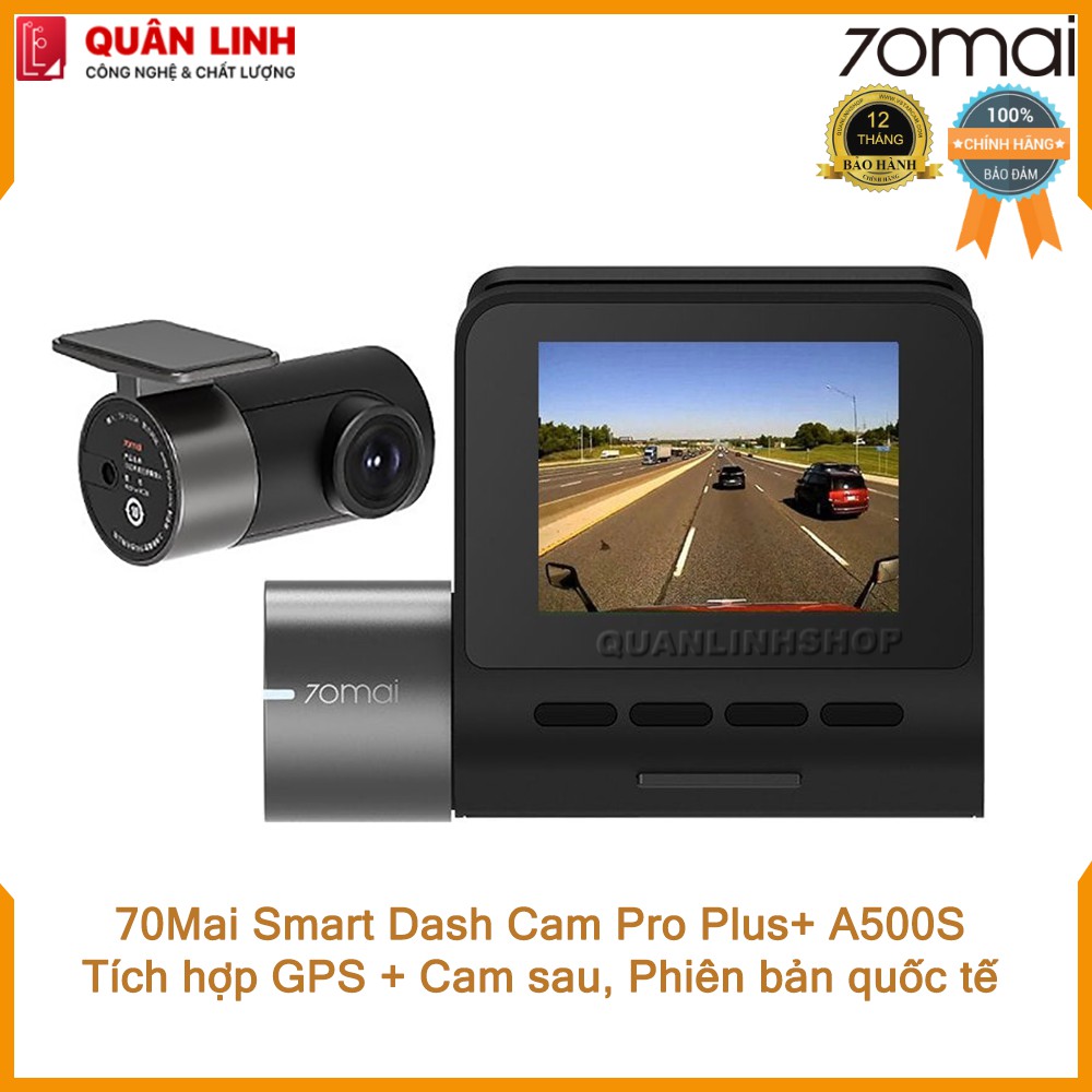 Hình ảnh Camera hành trình 70mai Dash Cam Pro Plus+ A500S Quốc tế. Tích hợp sẵn GPS + cam sau - Bảo hành 12 tháng #1