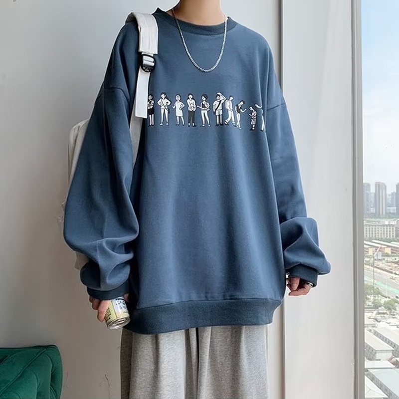 Áo Thun Tay Dài Cổ Tròn In Họa Tiết Hoạt Hình Phong Cách Hong Kong Thời Trang Mùa Thu Cho Nam Và Nữ