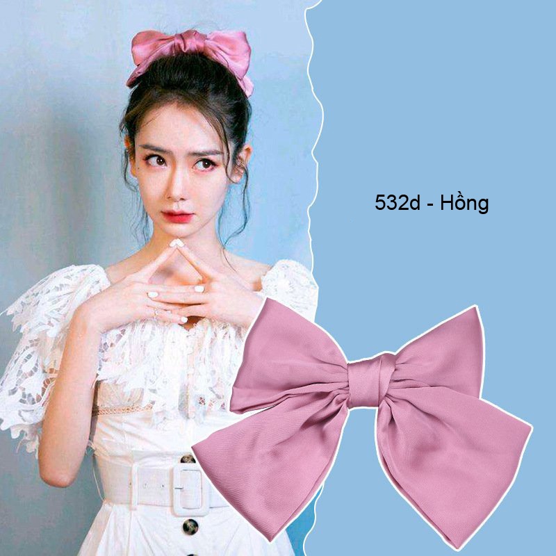 Kẹp Tóc Nơ To Lụa Hàn Quốc Tiểu Thư Nhiều Màu