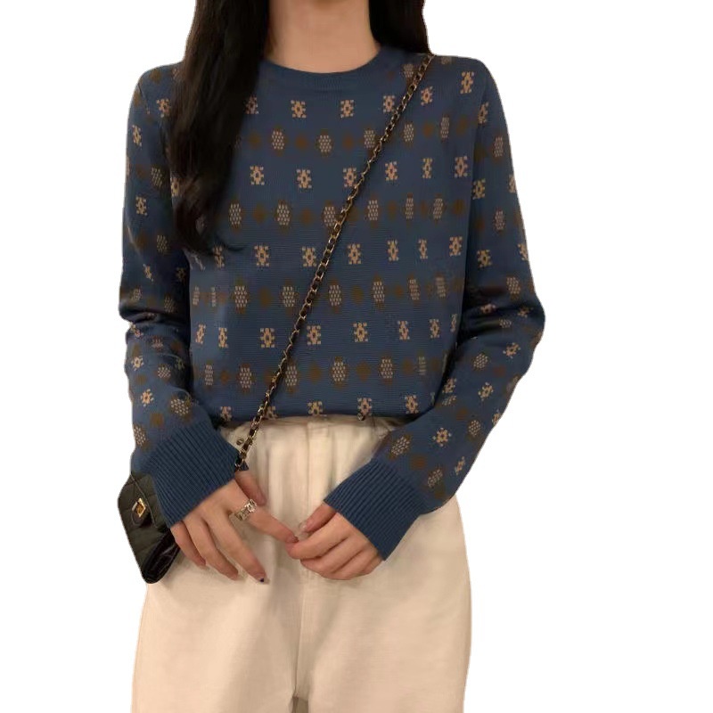 Áo Sweater Dệt Kim Tay Ngắn Cổ Tròn Phong Cách Hàn Quốc Thời Trang Mùa Xuân Mới Cho Nữ AT1091