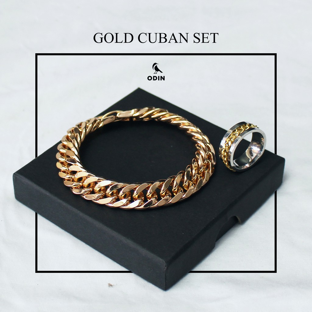 Combo vòng Chain mạ vàng/nhẫn Chain Titan