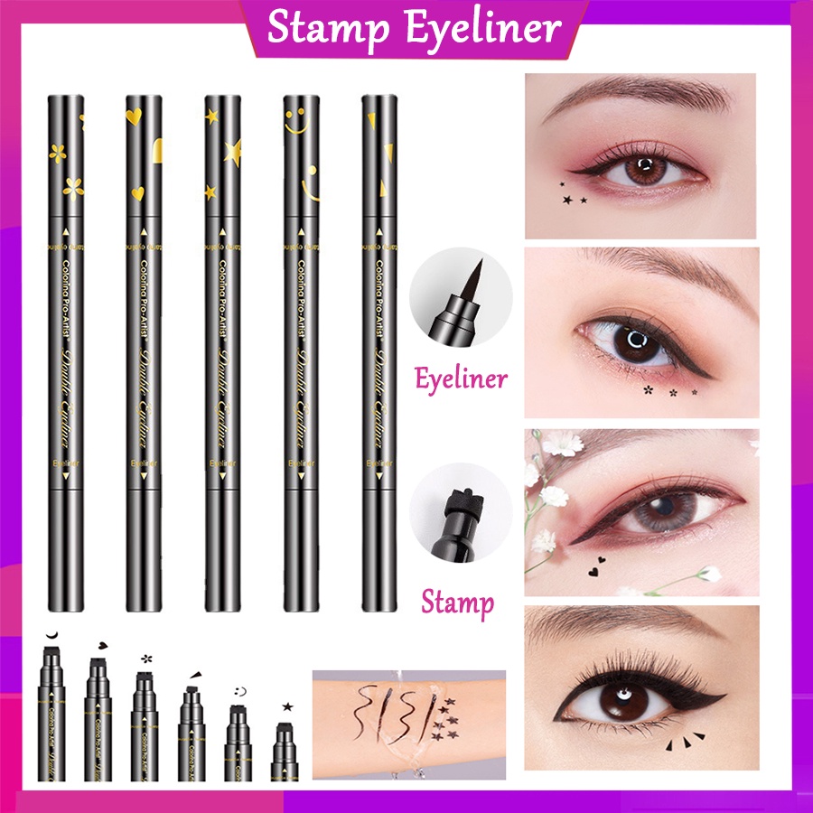 Bút kẻ mắt không thấm nước Stamp Double Head Eyeliner kẻ mắt lâu trôi Trang điểm mắt