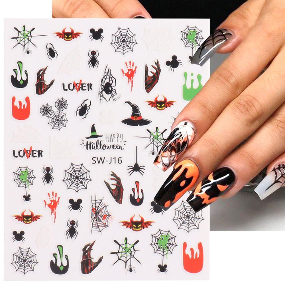 1 Tờ Miếng Dán Trang Trí Móng Tay Họa Tiết Halloween Dễ Thương