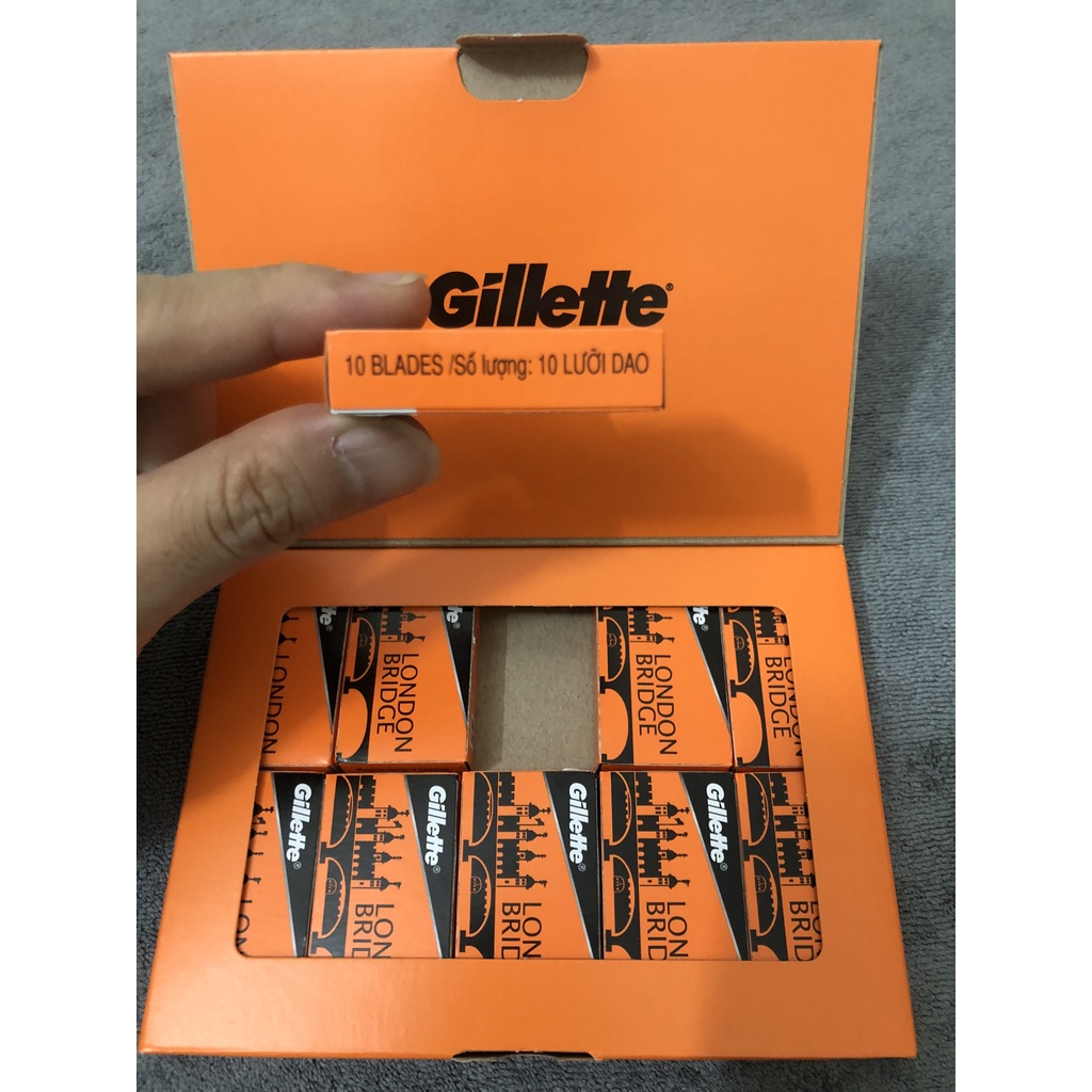 Hộp 100 Lưỡi Lam Gillette London Bridge ( Cam ) Siêu Bén Dành Cho Barbershop ,Spa.100 Cái / Hộp ( 10 hộp nhỏ )