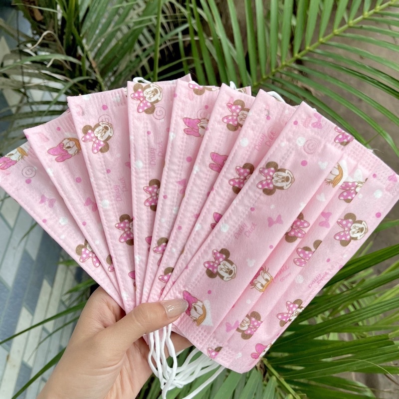 Khẩu Trang Cao Cấp 4 Lớp Garcotex Hoạ Tiết Minnie & Daisy Dễ Thương