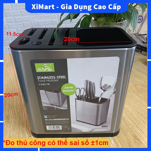 [MỚI] Giá cắm dao đũa thìa Inox 304 cao cấp - Kệ để dao thìa hình vuông đứng tiện lợi bảo hành 24 tháng - XiMart