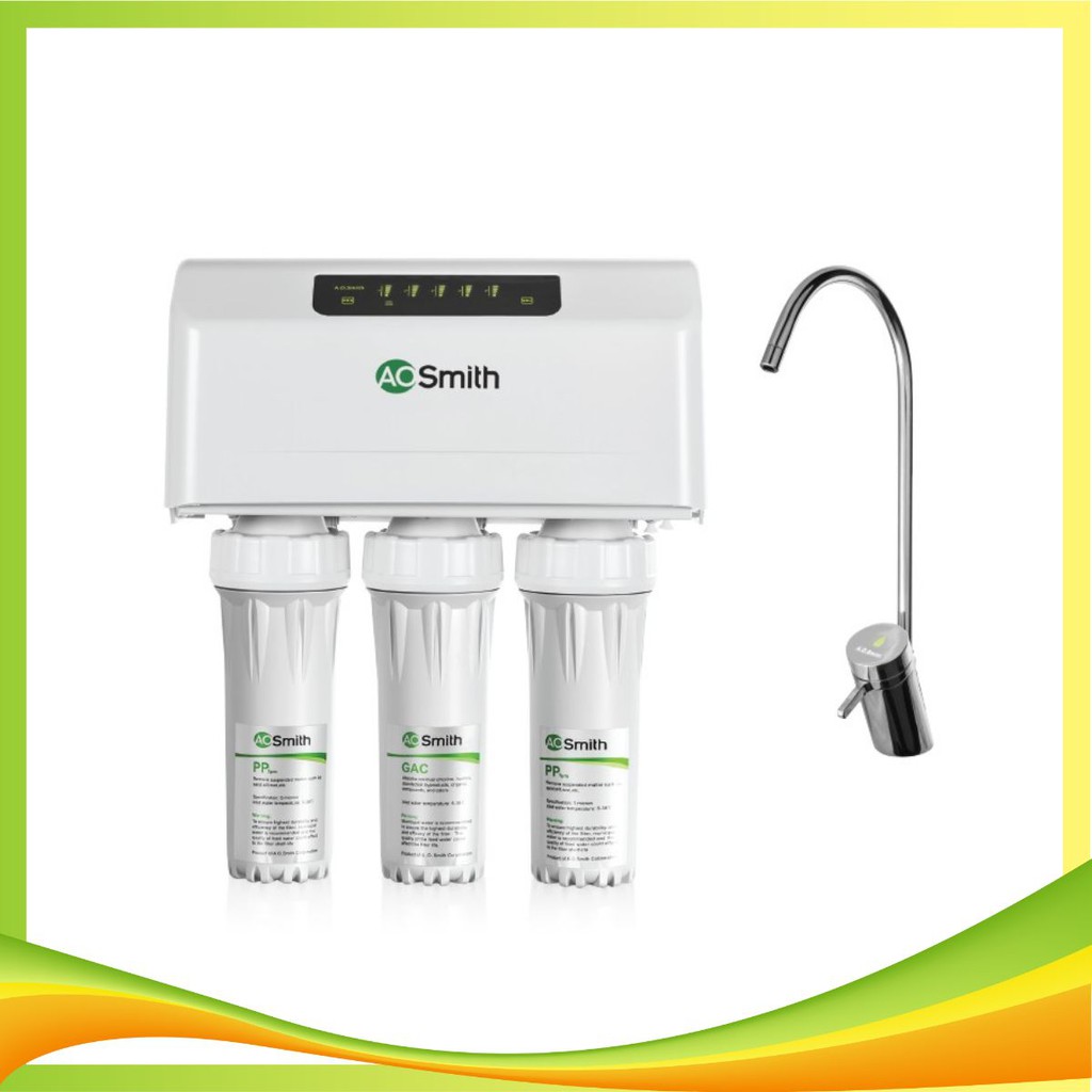 Máy lọc nước RO A. O. Smith AR600-C-S-1, Kích thước 43.5x43.5x15.5 cm, Treo tường Dưới bồn rửa