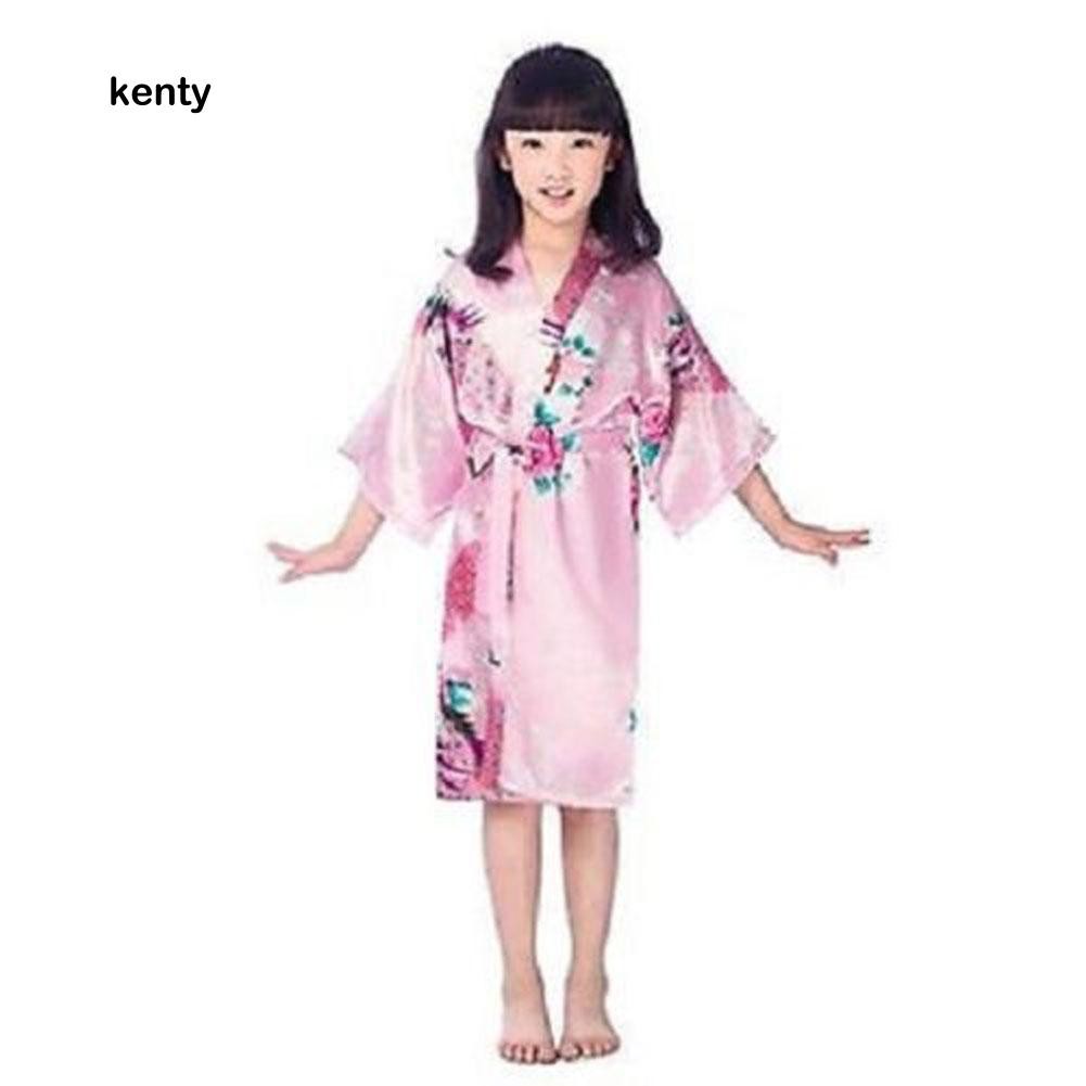 Áo Choàng Ngủ Dài Kiểu Dáng Kimono Dễ Thương Cho Bé Gái