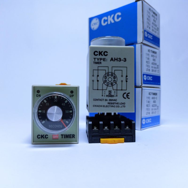 Timer AH3-3 rơ le thời gian hẹn giờ loại 6 giây đến 60 phút tùy chọn, chưa bao gồm đế 8 chân tròn