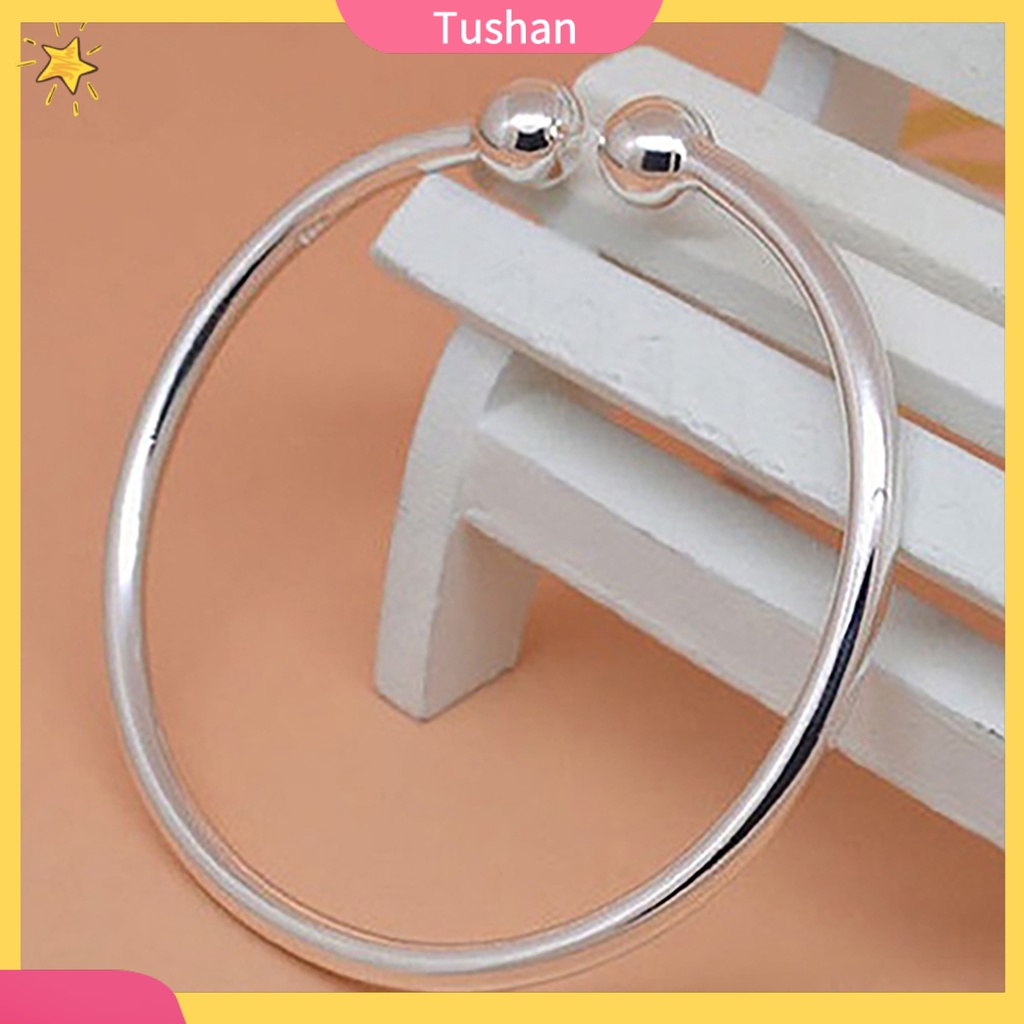 Vòng tay hở xi mạ bạc thiết kế đơn giản cho nữ