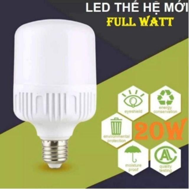 Combo 3 bóng đèn trụ tròn 20W - LED ánh sáng trắng (đường kính 8cm - siêu sáng - bảo hành 1 năm)