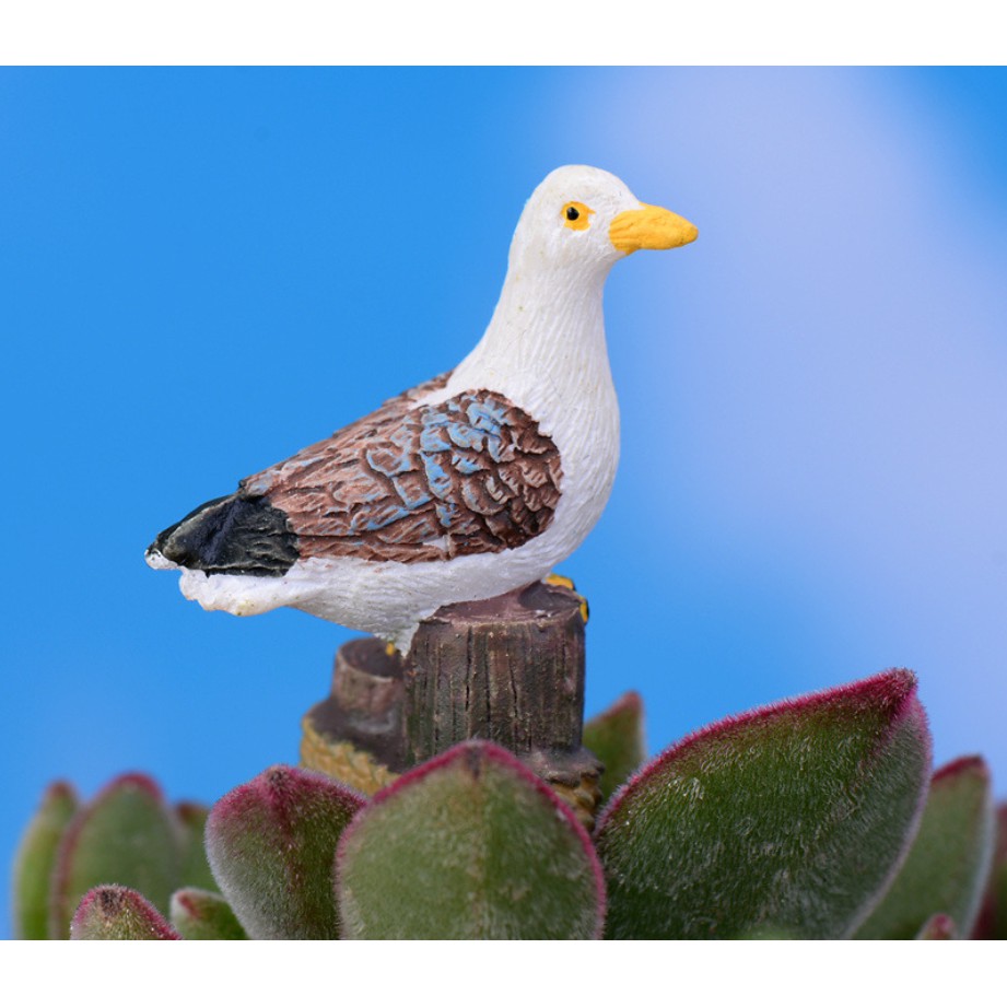 Mô hình chim hải âu, mòng biển đậu trên cột neo thuyền dùng trang trí tiểu cảnh, bonsai