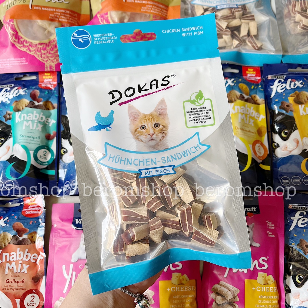 BÁNH THƯỞNG CHO MÈO SANDWICH GÀ DOKAS 70G NHẬP ĐỨC GIÁ CỰC RẺ