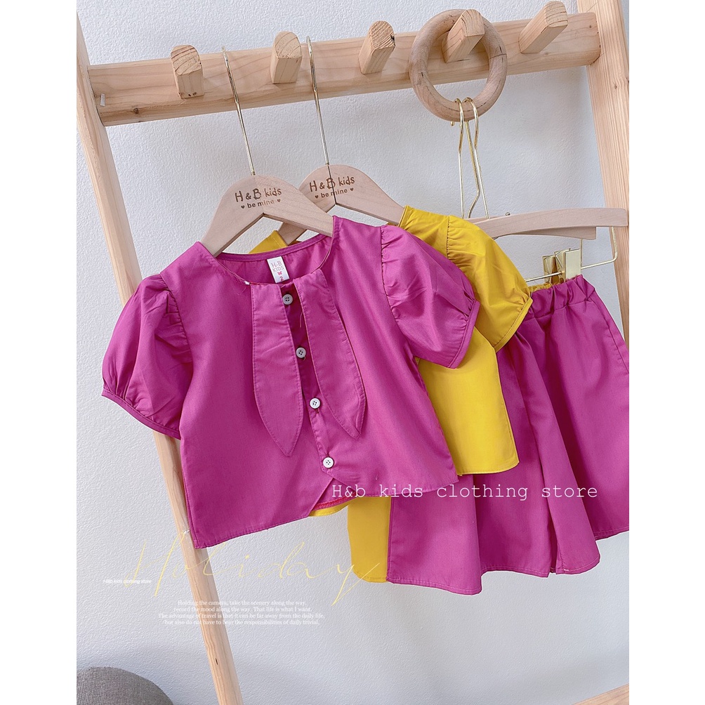 Set áo 2 tà quần ống rộng bé gái