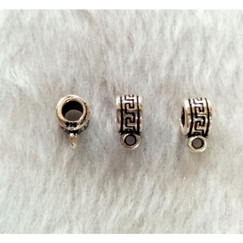 Ống lùa khắc chữ Vạn có móc treo phụ kiện bạc 925 vĩnh viễn bảo hành