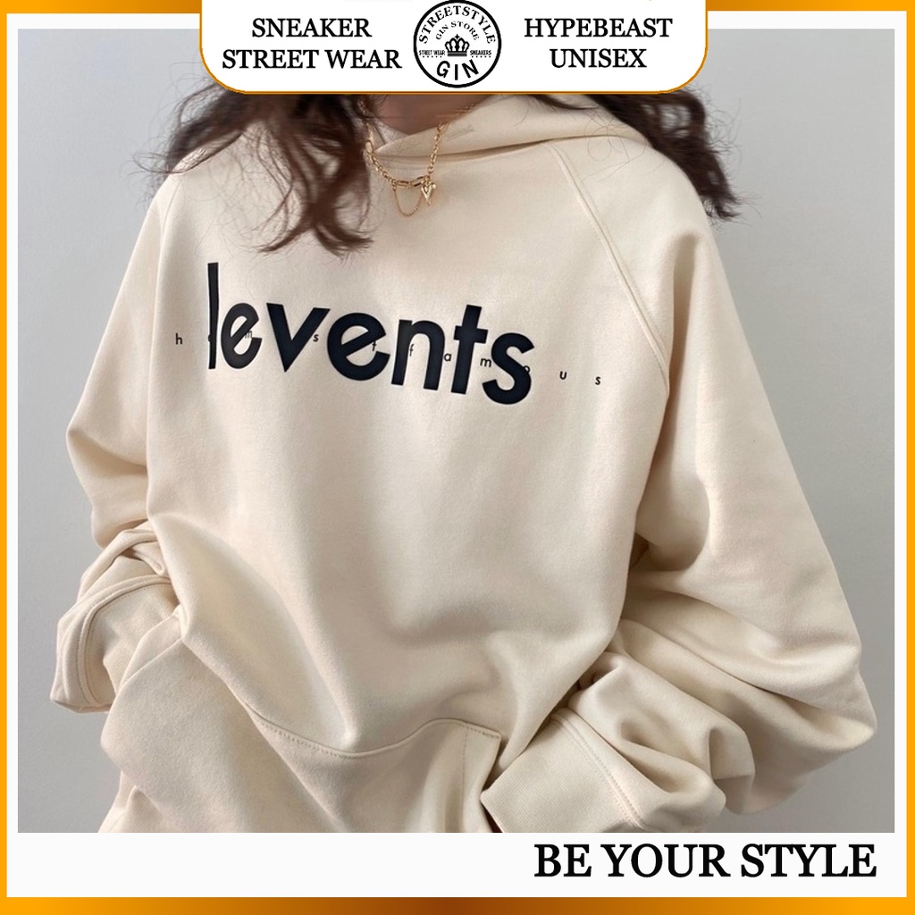 Áo hoodie Levents capsule màu kem Áo khoác nỉ lenvents capsule hoodie cream full tag nam nữ unisex - Gin Store