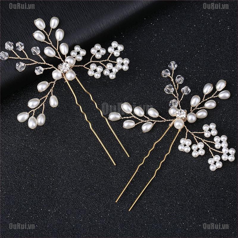 (FCC) Lược Cài Tóc Cô Dâu Đính Ngọc Trai Đáng Yêu