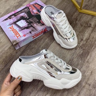 Sục thể thao bạc da lộn độn đế