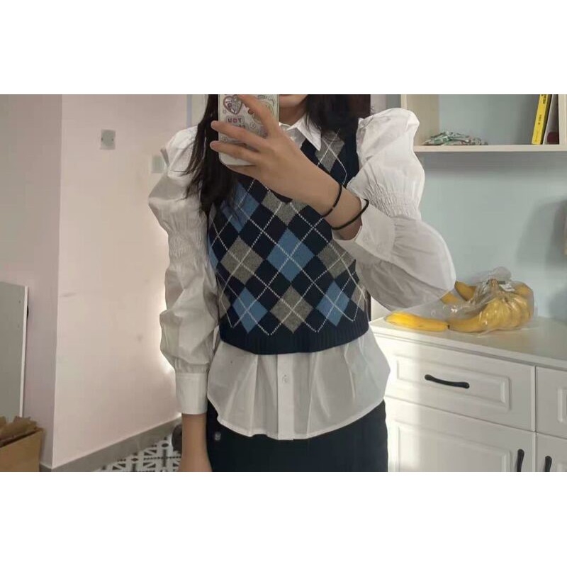 Áo gile dệt kim kim cương