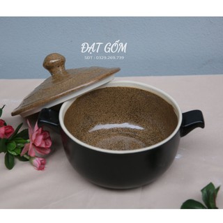 Âu cơm hộp đựng cơm men gốm - gốm sứ Bát Tràng