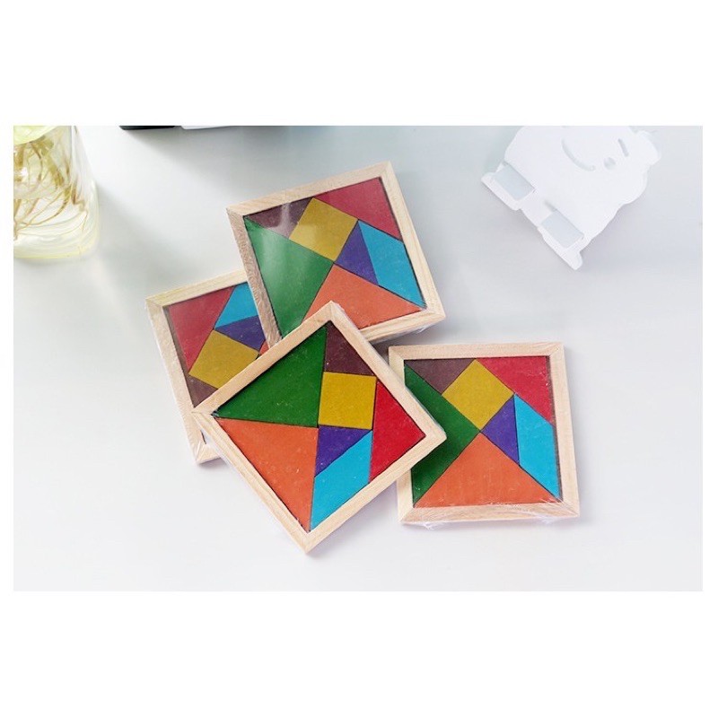 Bảng gỗ đồ chơi trí uẩn tangram ghép hình giao dục trí tuệ phát triển tư duy cho bé