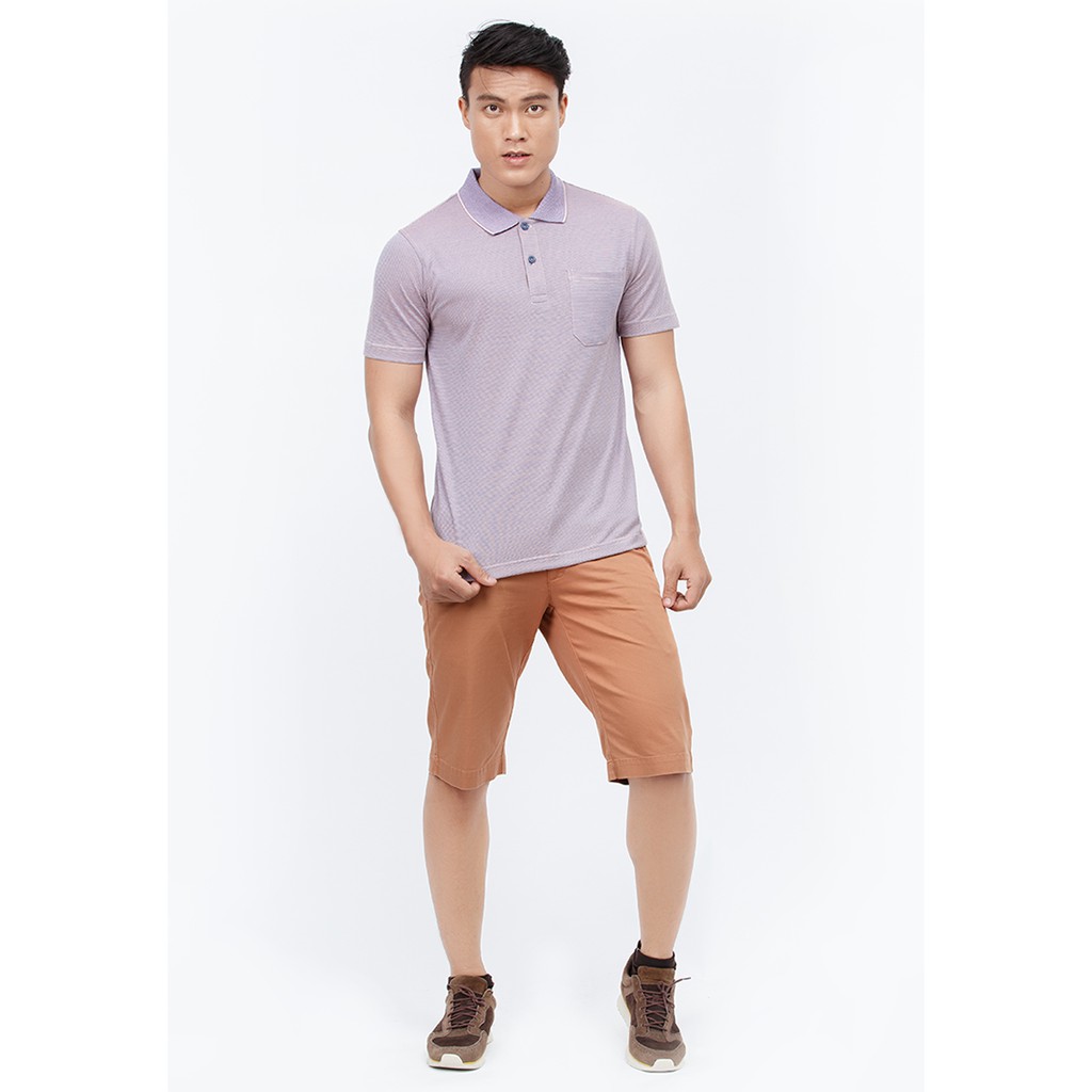 Áo polo Novelty sọc nhuyễn màu tím hoa cà NATMSNNT3C170133N