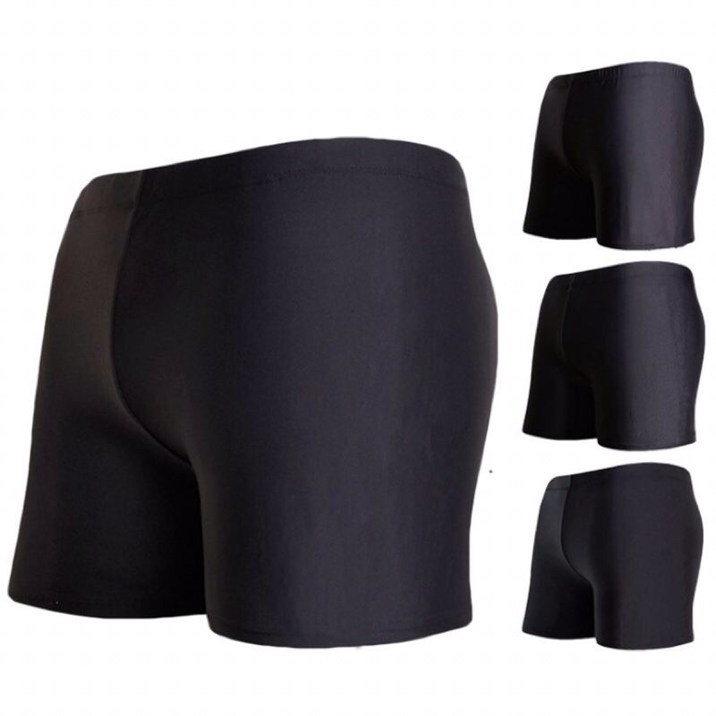 Quần Bơi Đùi Nam Đen Trơn Thun Co Giãn 4 Chiều Free Size Từ 50-65kg (Có Dây Rút Điều Chỉnh) Free Size Từ 50-65kg | BigBuy360 - bigbuy360.vn