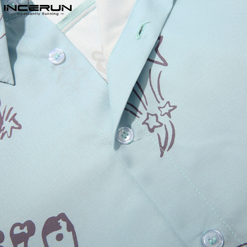 Áo Sơ Mi INCERUN Tay Ngắn In Họa Tiết Cá Tính Thời Trang Cho Nam | BigBuy360 - bigbuy360.vn