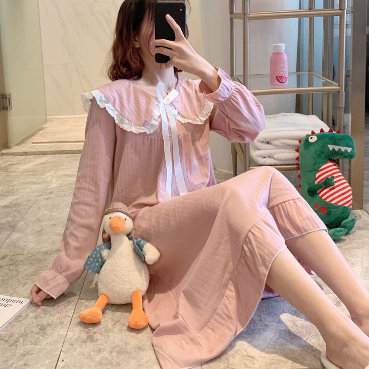 Váy ngủ Công chúa dễ thương mùa đông, đầm ngủ nữ dài tay mặc nhà , iBra's store A2